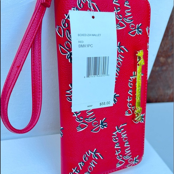 Betsey Johnson Zip Around Large Wristlet Red Logo - Picture 11 of 11